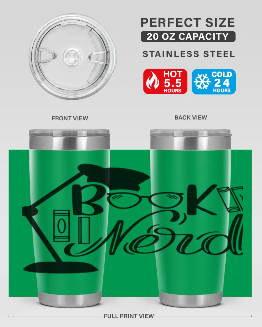 Book Nerd 49# Tumbler in stainless steel with a stylish design, perfect for keeping beverages hot or cold.