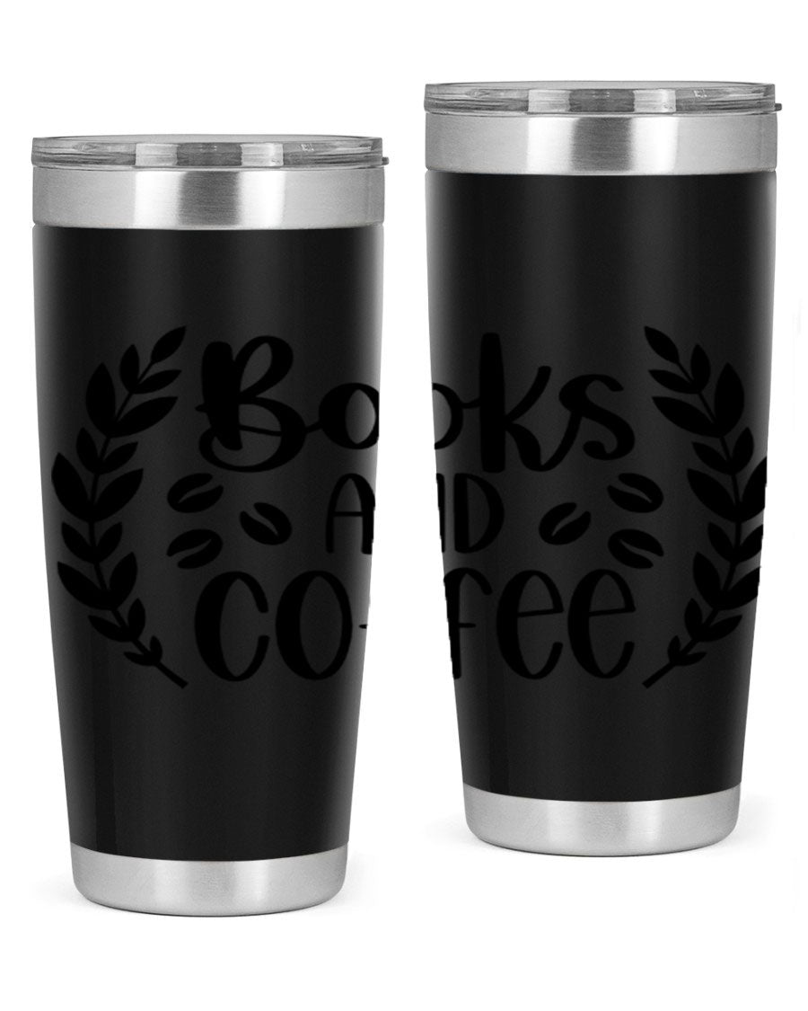 Books and Coffee 47# 20oz Tumbler featuring double wall vacuum insulation and a stylish design, perfect for hot and cold beverages.