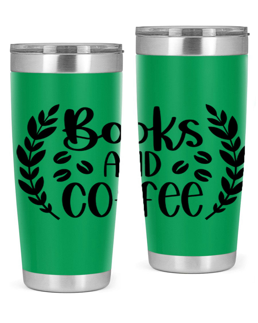 Books and Coffee 47# 20oz Tumbler featuring double wall vacuum insulation and a stylish design, perfect for hot and cold beverages.