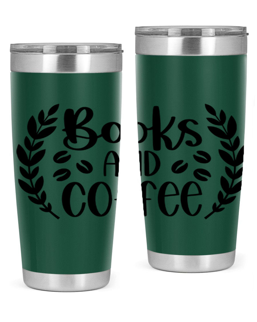 Books and Coffee 47# 20oz Tumbler featuring double wall vacuum insulation and a stylish design, perfect for hot and cold beverages.