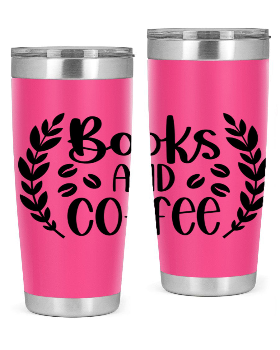 Books and Coffee 47# 20oz Tumbler featuring double wall vacuum insulation and a stylish design, perfect for hot and cold beverages.