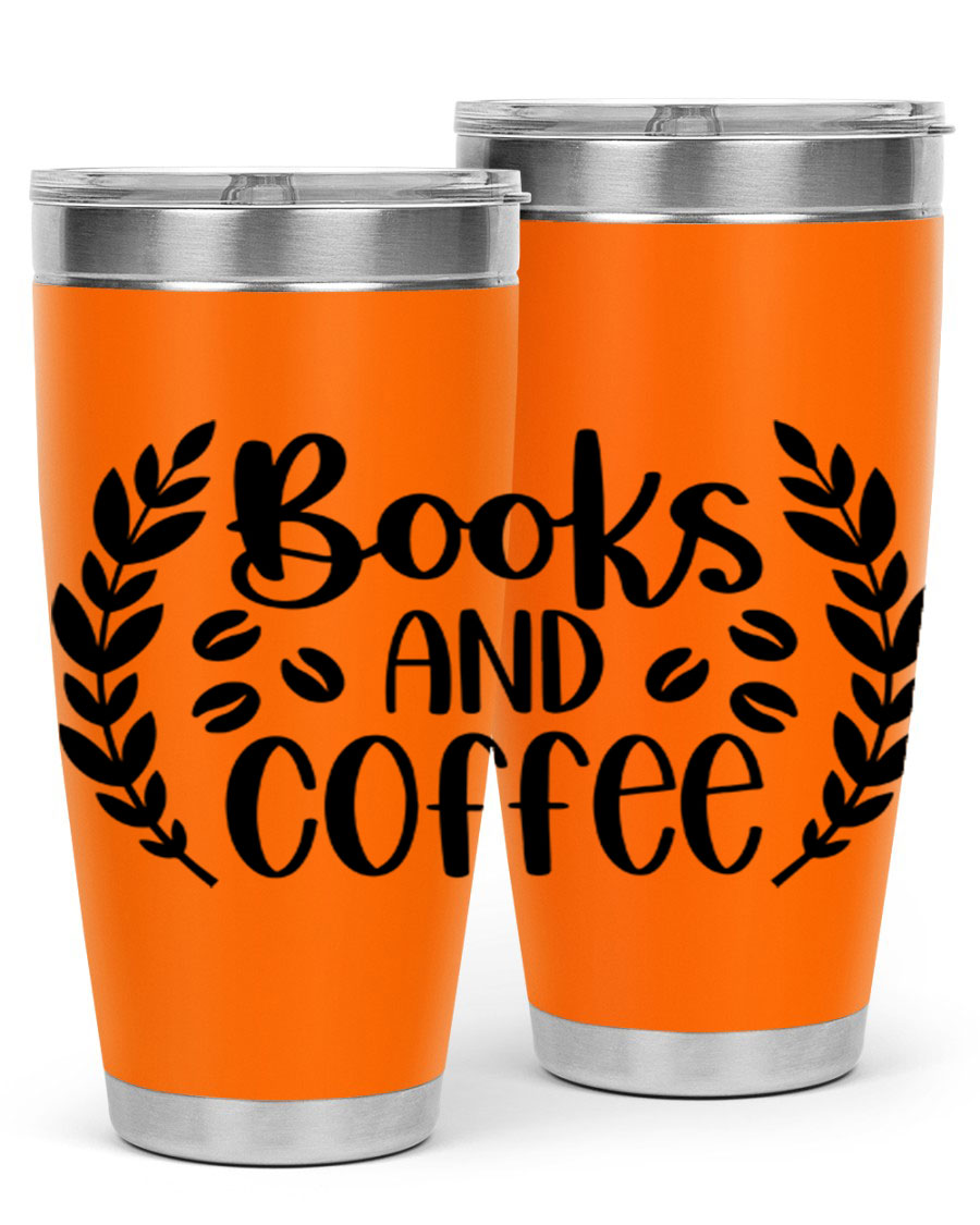 Books and Coffee 47# 20oz Tumbler featuring double wall vacuum insulation and a stylish design, perfect for hot and cold beverages.