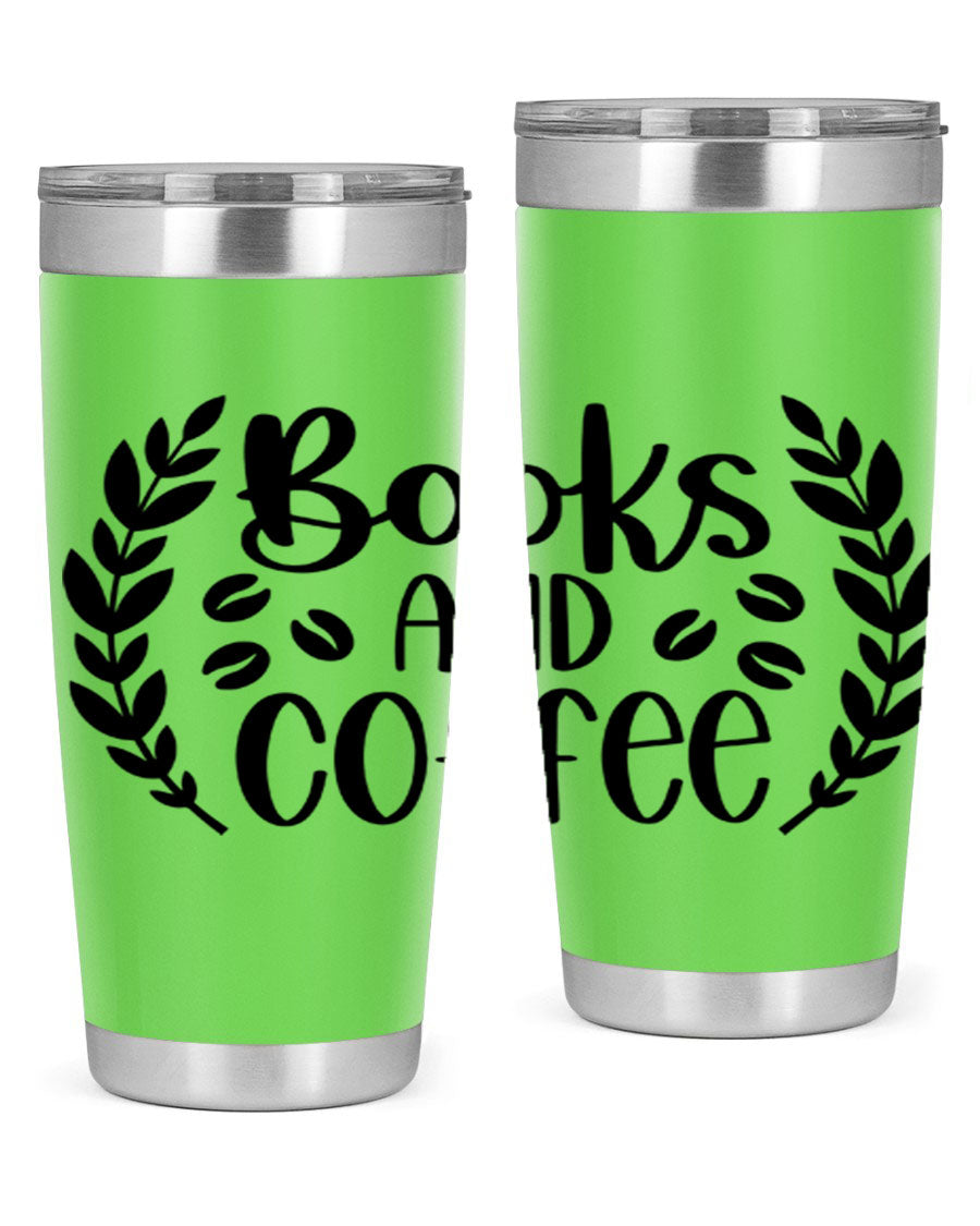 Books and Coffee 47# 20oz Tumbler featuring double wall vacuum insulation and a stylish design, perfect for hot and cold beverages.