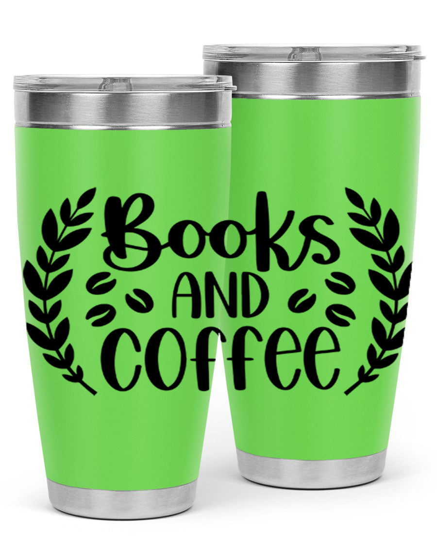 Books and Coffee 47# 20oz Tumbler featuring double wall vacuum insulation and a stylish design, perfect for hot and cold beverages.