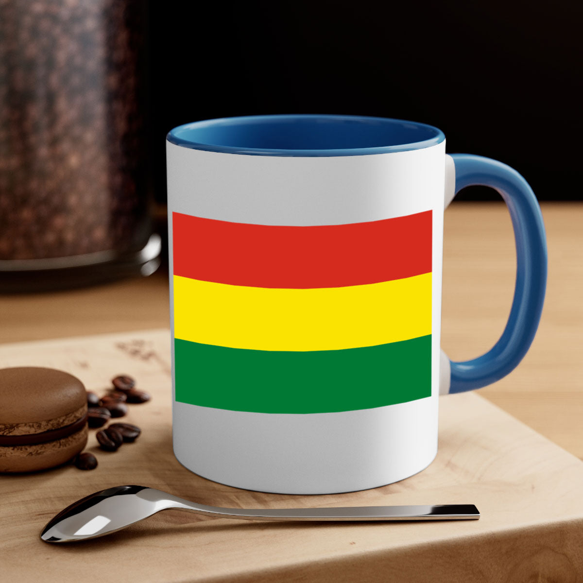 Bolivia 177# Mug featuring a two-tone design with a colored handle and interior, available in multiple colors and sizes.