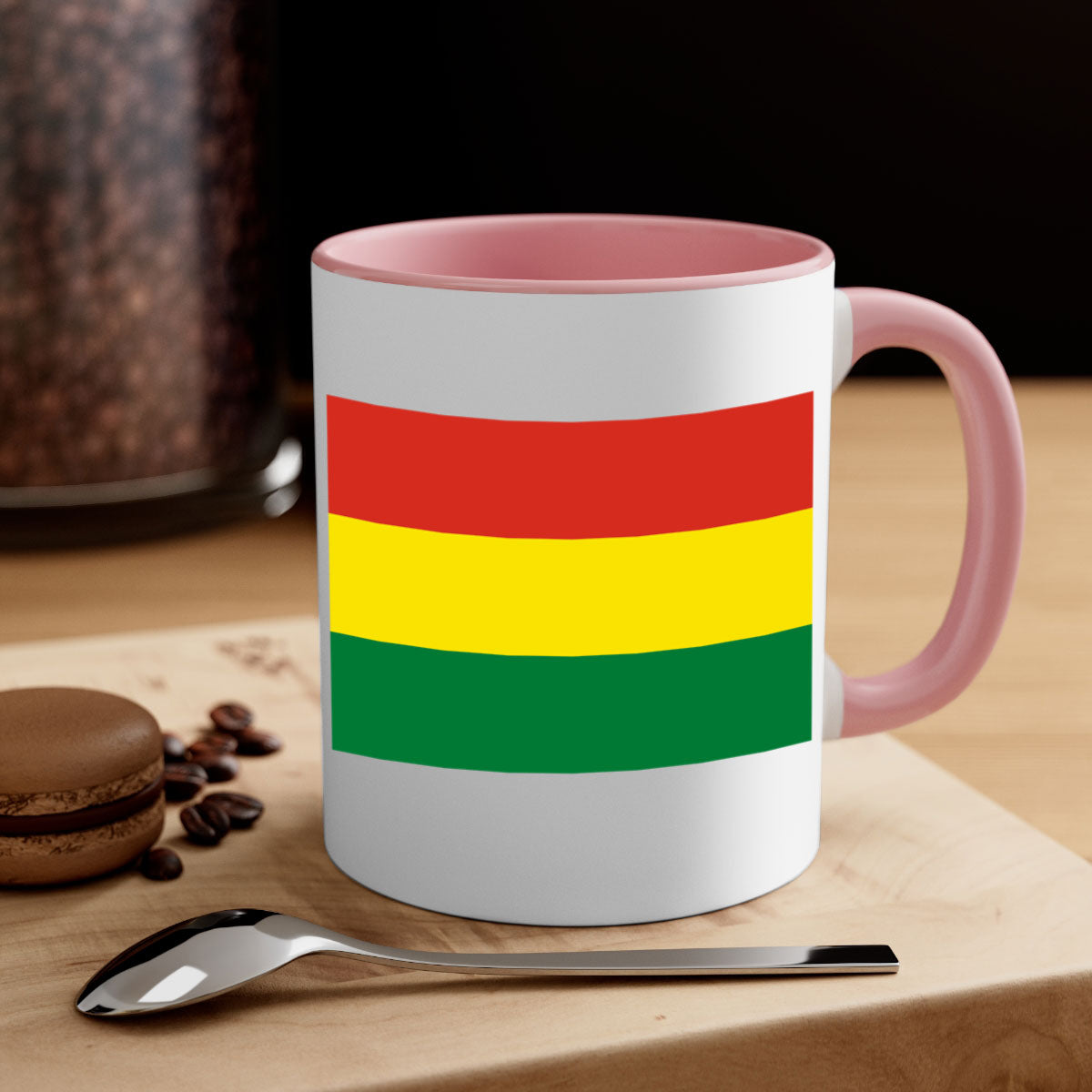 Bolivia 177# Mug featuring a two-tone design with a colored handle and interior, available in multiple colors and sizes.