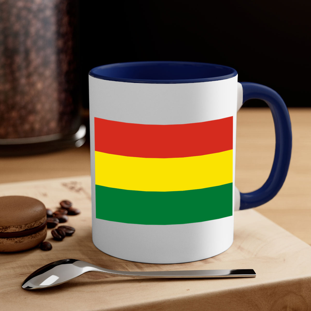 Bolivia 177# Mug featuring a two-tone design with a colored handle and interior, available in multiple colors and sizes.