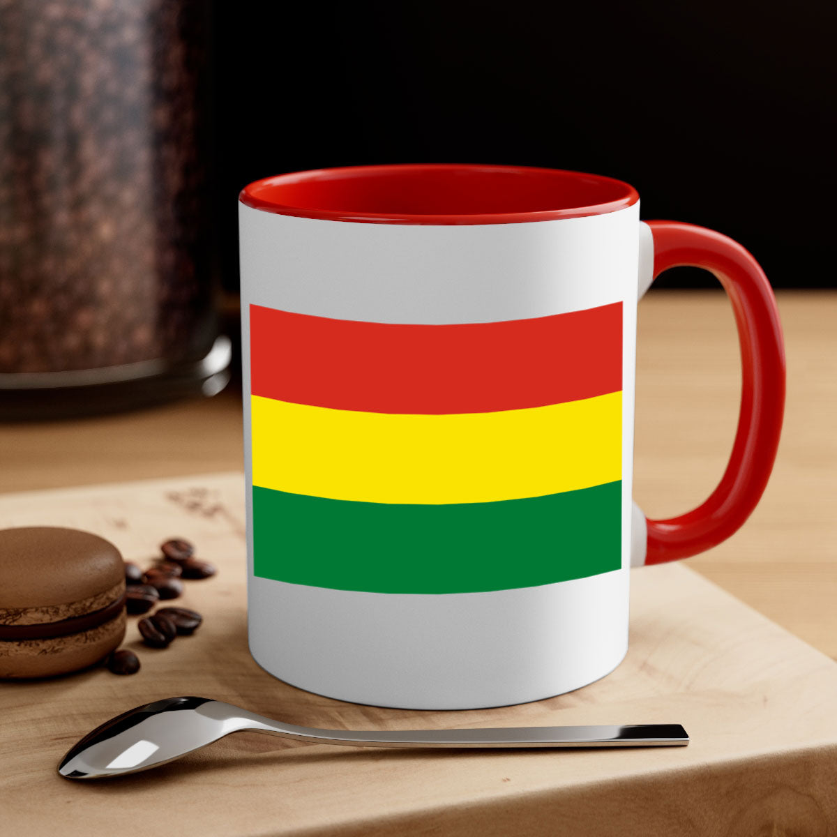 Bolivia 177# Mug featuring a two-tone design with a colored handle and interior, available in multiple colors and sizes.