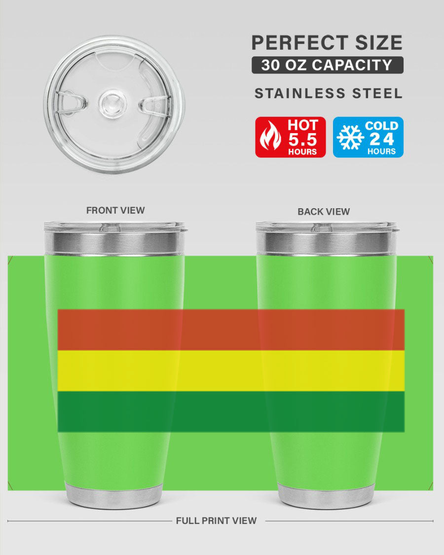 Bolivia 177# Tumbler showcasing vibrant colors and double wall vacuum design, perfect for keeping drinks hot or cold.