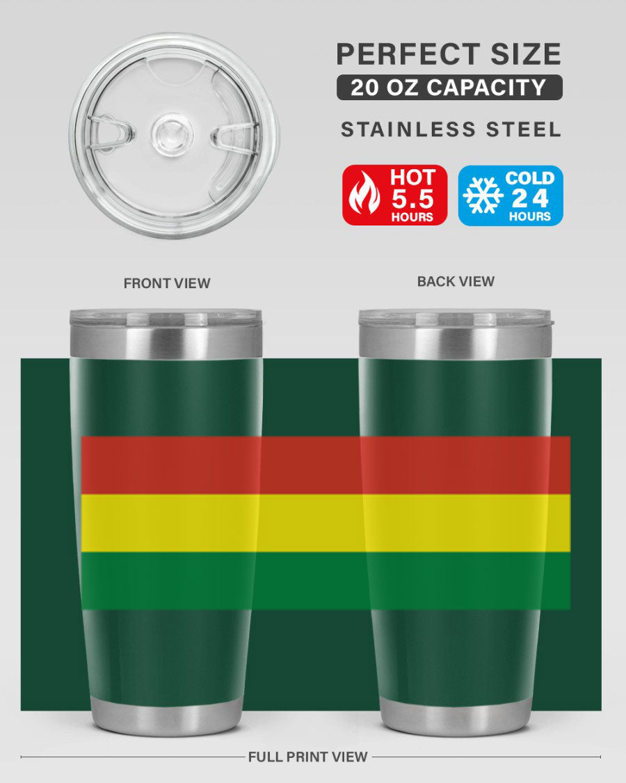 Bolivia 177# Tumbler showcasing vibrant colors and double wall vacuum design, perfect for keeping drinks hot or cold.