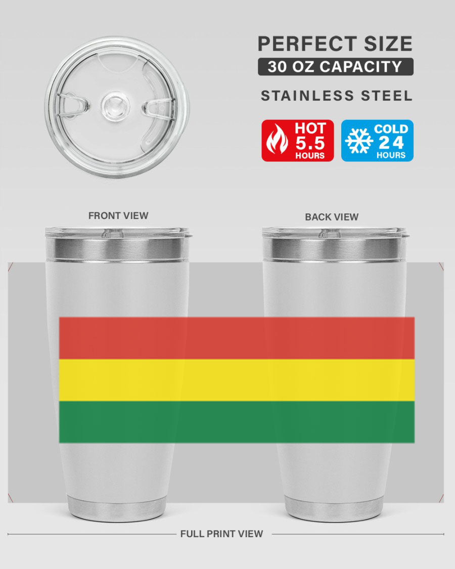 Bolivia 177# Tumbler showcasing vibrant colors and double wall vacuum design, perfect for keeping drinks hot or cold.