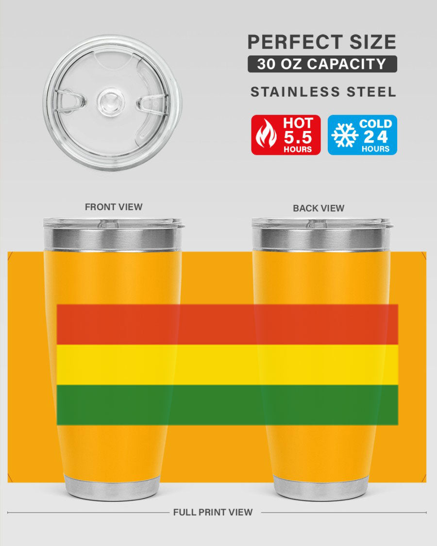 Bolivia 177# Tumbler showcasing vibrant colors and double wall vacuum design, perfect for keeping drinks hot or cold.