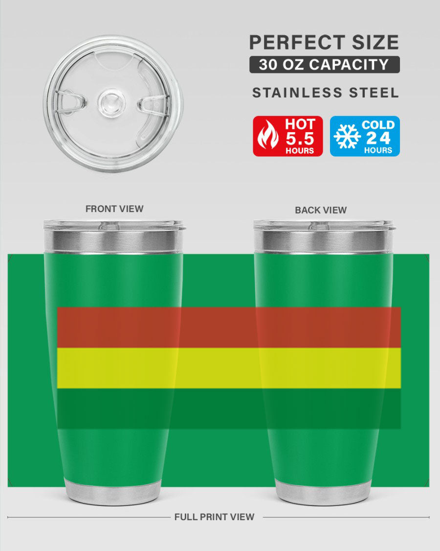 Bolivia 177# Tumbler showcasing vibrant colors and double wall vacuum design, perfect for keeping drinks hot or cold.