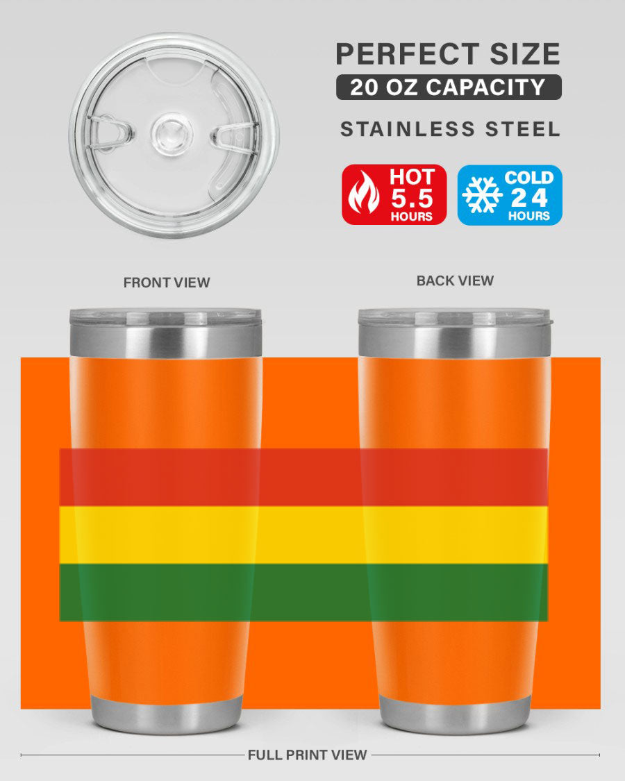 Bolivia 177# Tumbler showcasing vibrant colors and double wall vacuum design, perfect for keeping drinks hot or cold.