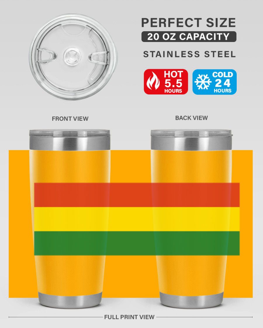 Bolivia 177# Tumbler showcasing vibrant colors and double wall vacuum design, perfect for keeping drinks hot or cold.