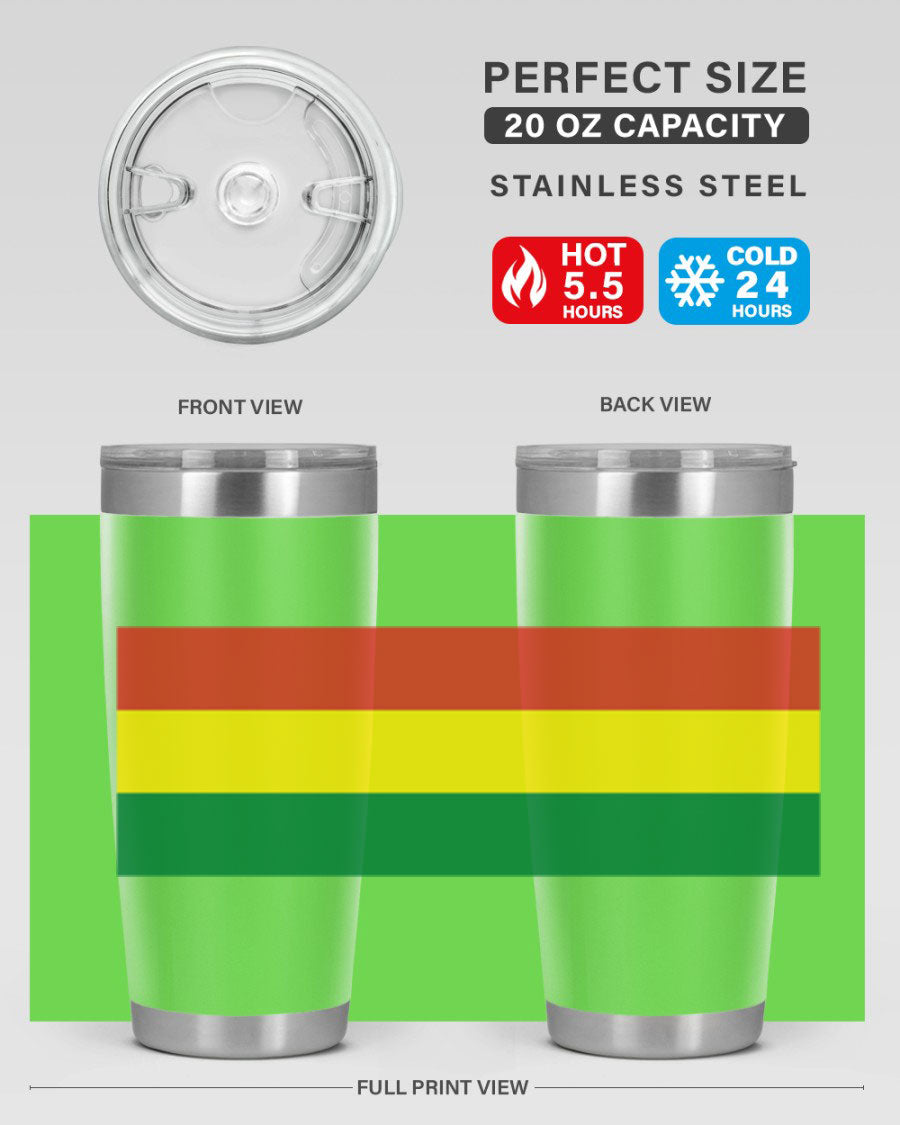 Bolivia 177# Tumbler showcasing vibrant colors and double wall vacuum design, perfect for keeping drinks hot or cold.