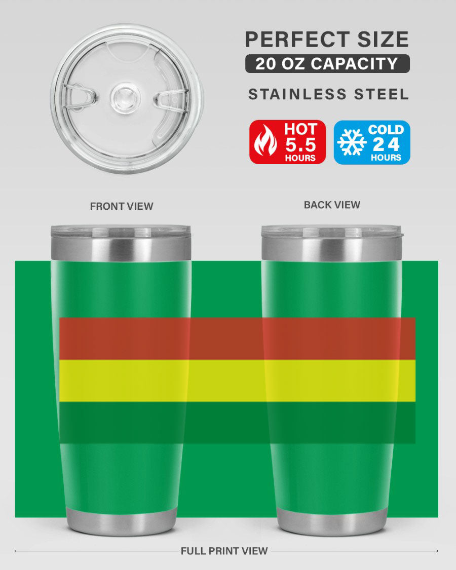 Bolivia 177# Tumbler showcasing vibrant colors and double wall vacuum design, perfect for keeping drinks hot or cold.