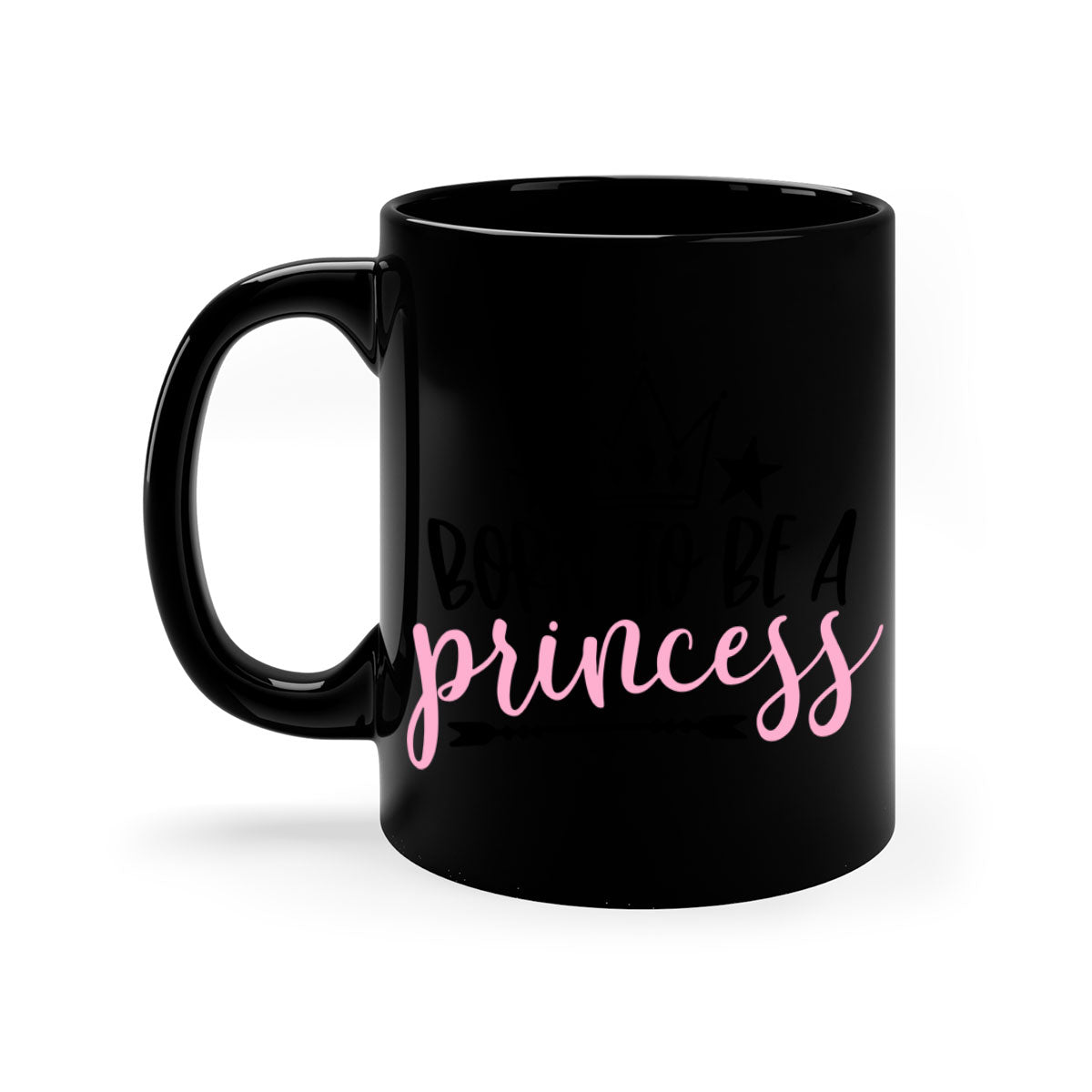 Born To Be A Princess Style 110# Mug featuring a glossy finish, colored handle, and interior, available in multiple colors.