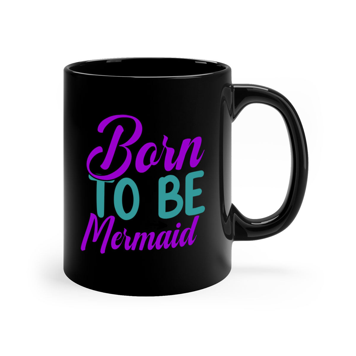 Born To Be Mermaid Mug featuring a glossy finish, colorful handle, and interior, available in five vibrant colors.