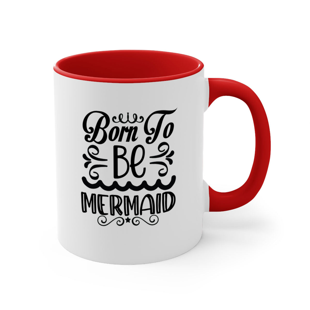 Born to be Mermaid Mug featuring a glossy finish and colorful handle, perfect for coffee and tea lovers.