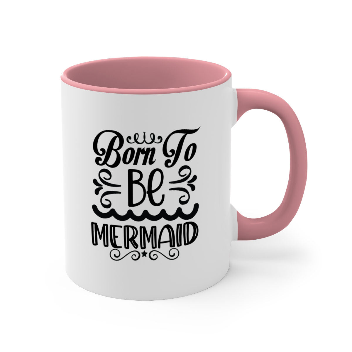 Born to be Mermaid Mug featuring a glossy finish and colorful handle, perfect for coffee and tea lovers.