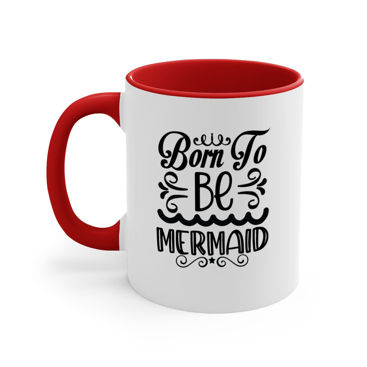 Born to be Mermaid Mug featuring a glossy finish and colorful handle, perfect for coffee and tea lovers.