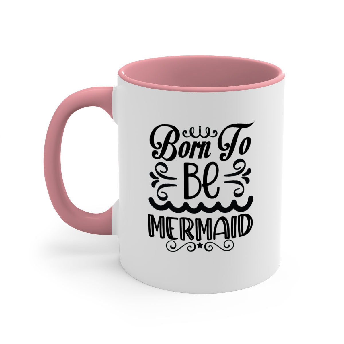 Born to be Mermaid Mug featuring a glossy finish and colorful handle, perfect for coffee and tea lovers.