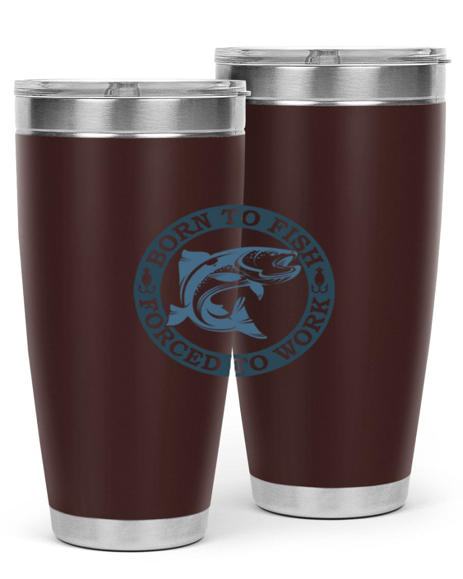 Born to Fish 178# Tumbler in 20oz and 30oz sizes, featuring double wall vacuum insulation and a stylish design for fishing enthusiasts.