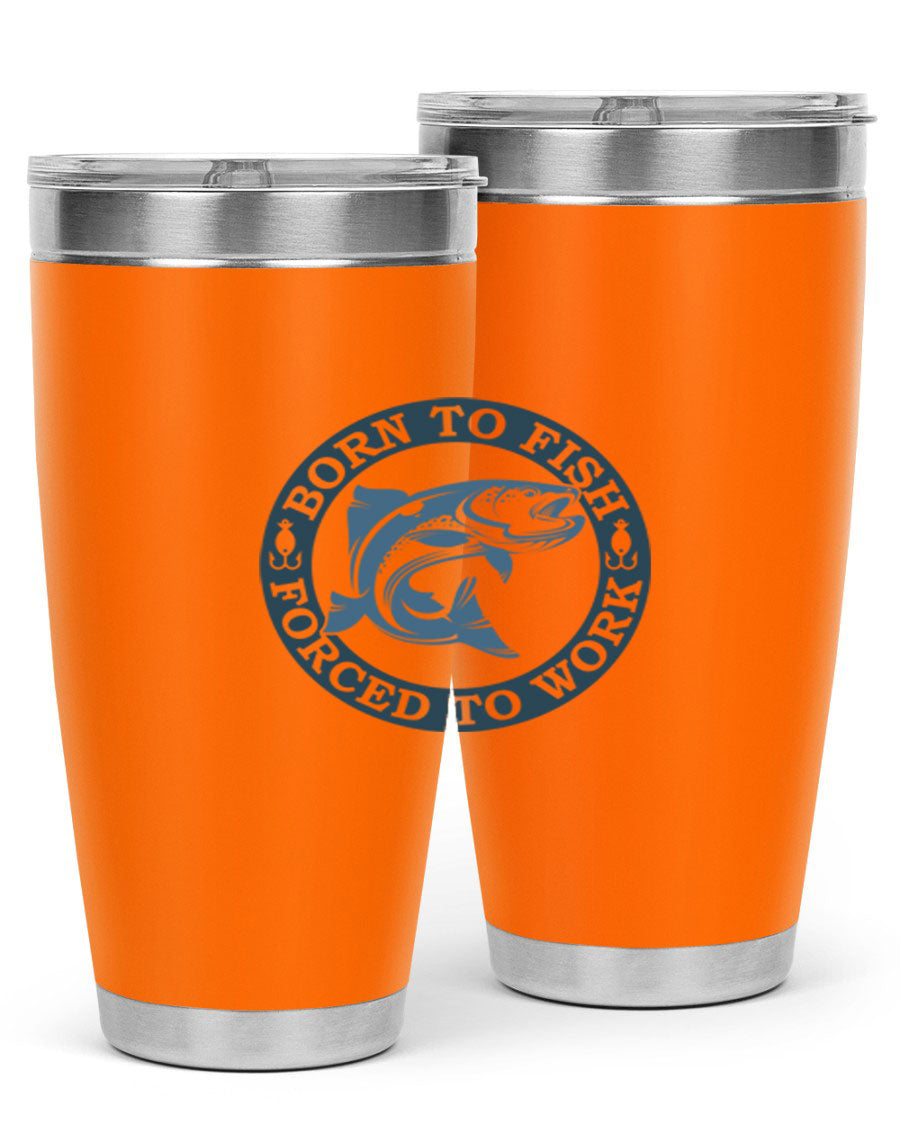 Born to Fish 178# Tumbler in 20oz and 30oz sizes, featuring double wall vacuum insulation and a stylish design for fishing enthusiasts.