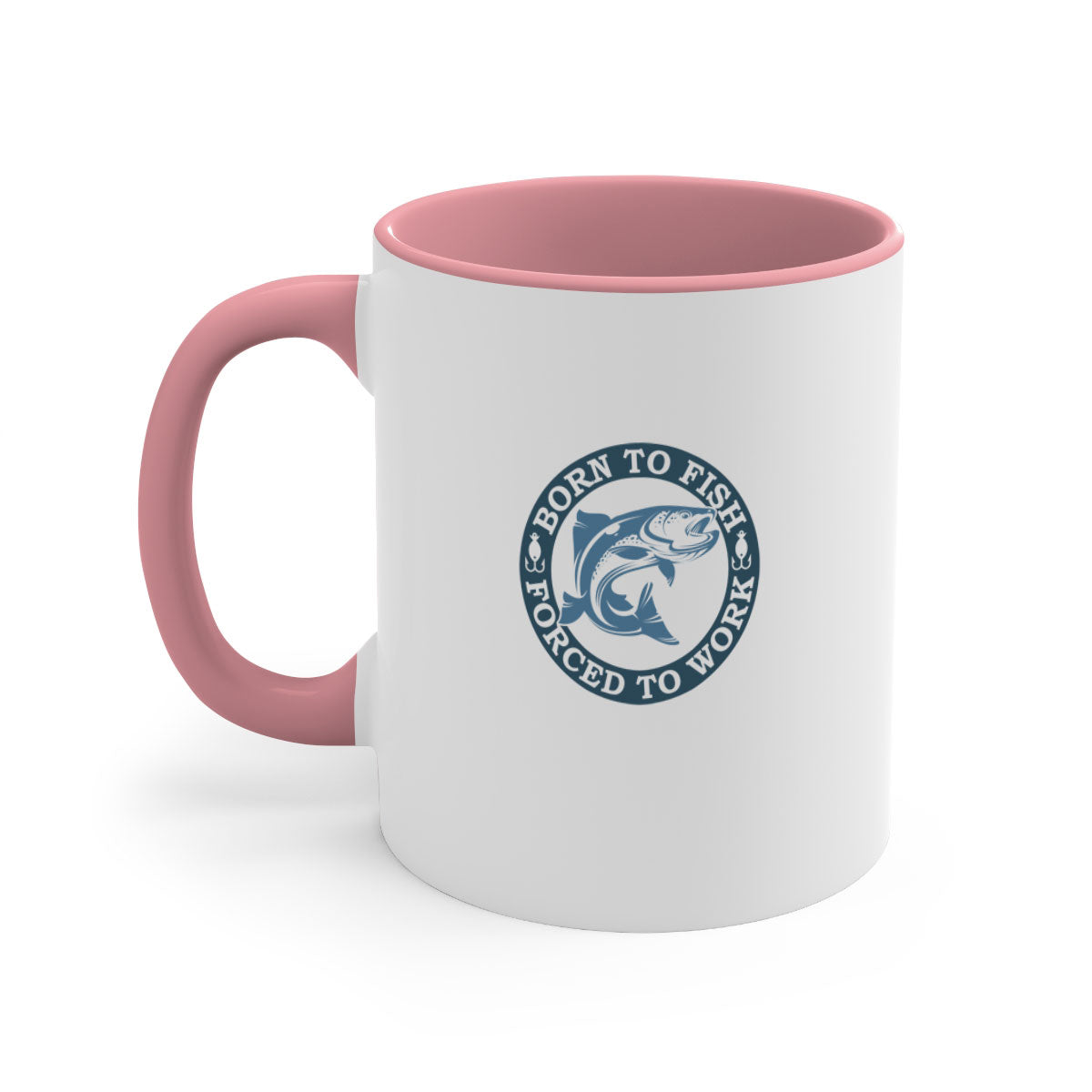 Born to Fish 178# Mug featuring a glossy finish, colored handle, and interior, available in five vibrant colors.