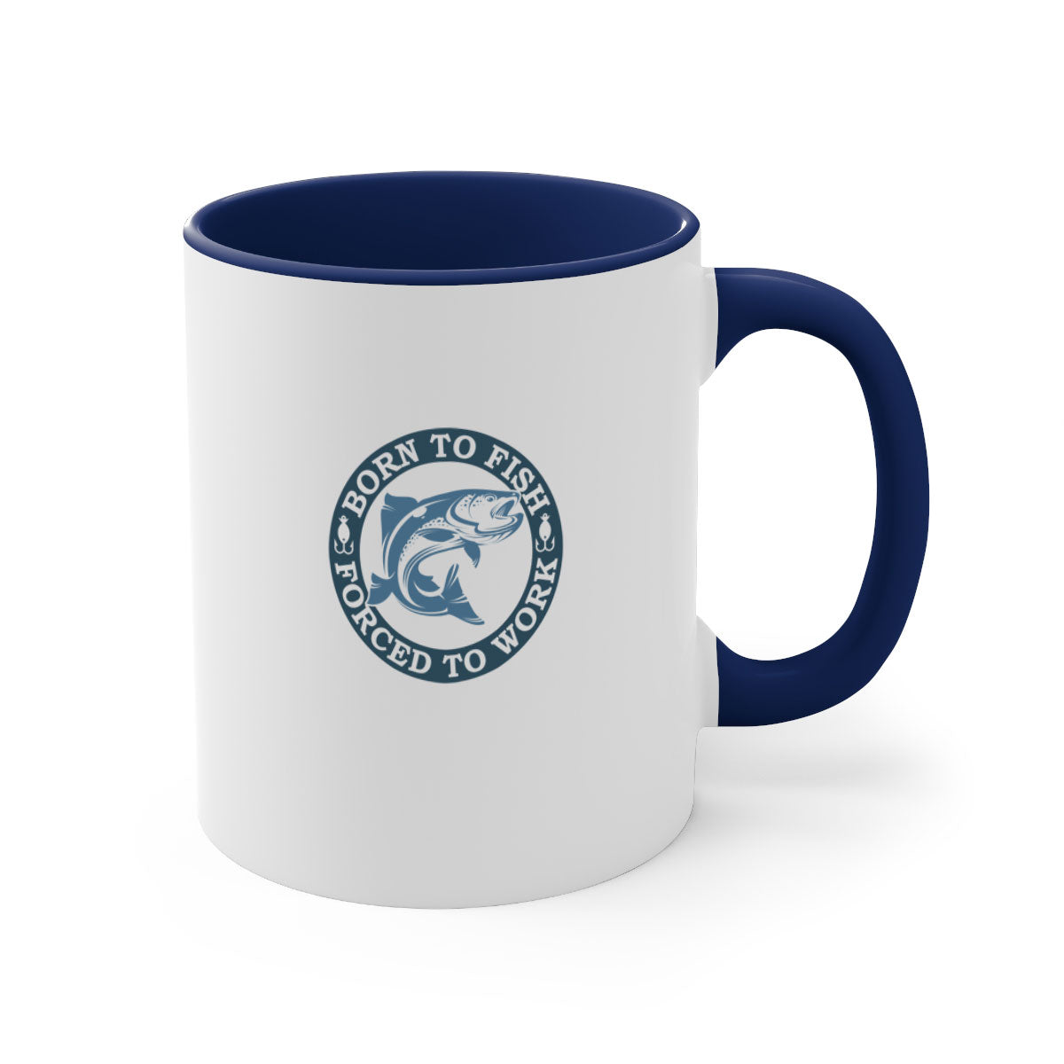 Born to Fish 178# Mug featuring a glossy finish, colored handle, and interior, available in five vibrant colors.