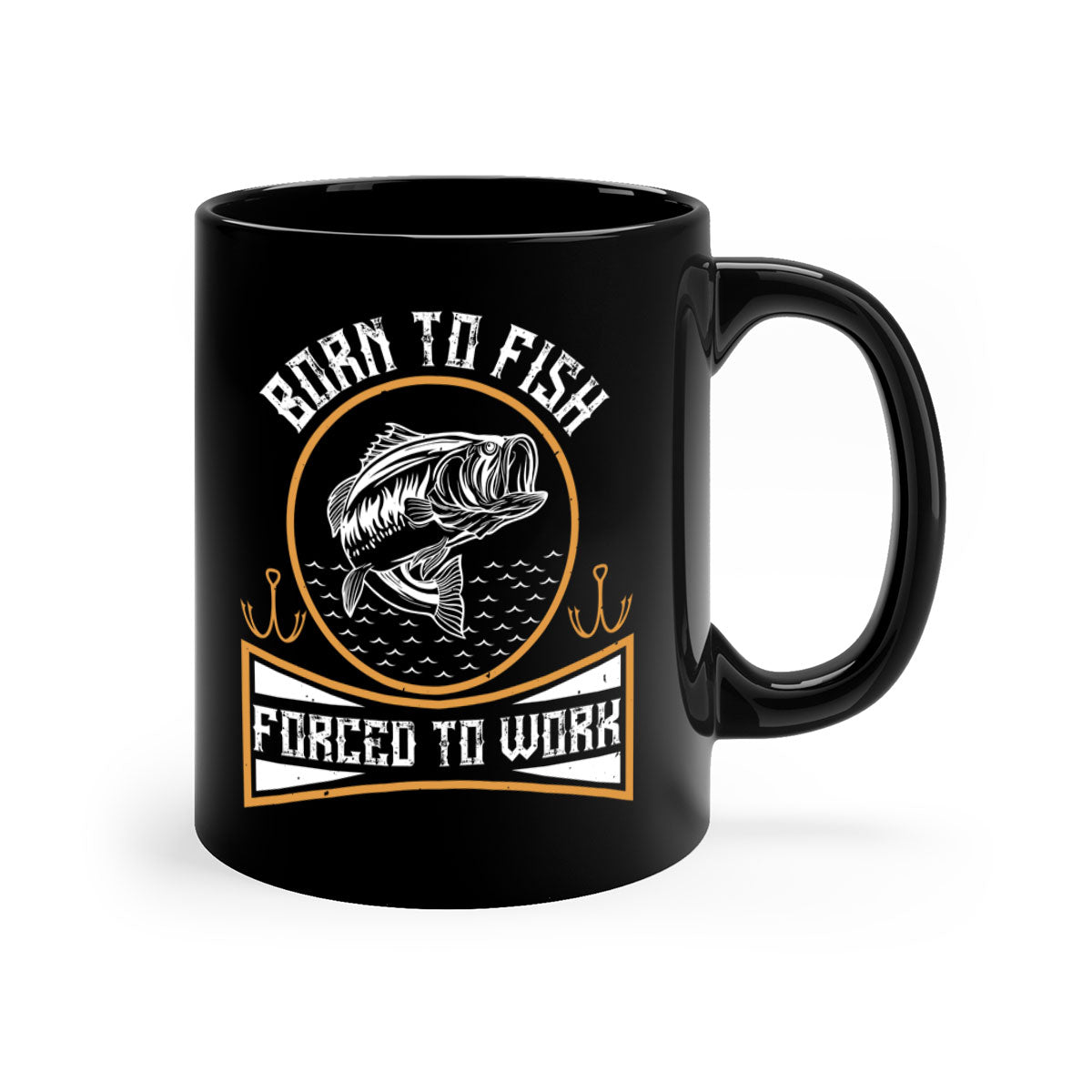 Born to Fish Forced to Work 256# Mug with colorful handle and glossy finish, perfect for coffee and tea lovers.