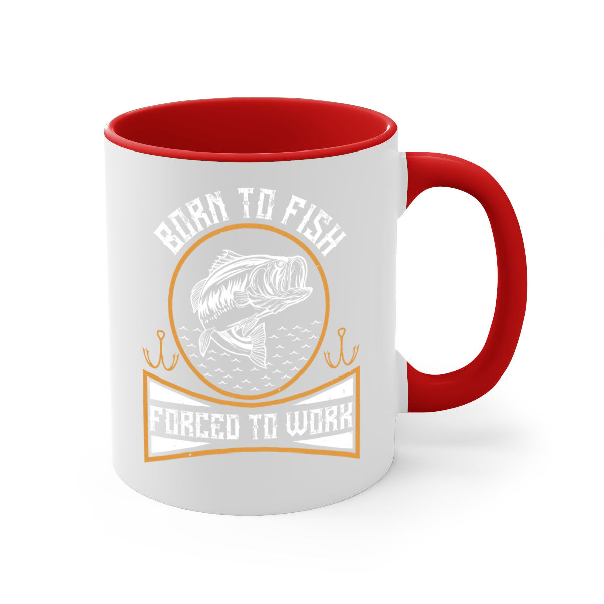 Born to Fish Forced to Work 256# Mug with colorful handle and glossy finish, perfect for coffee and tea lovers.