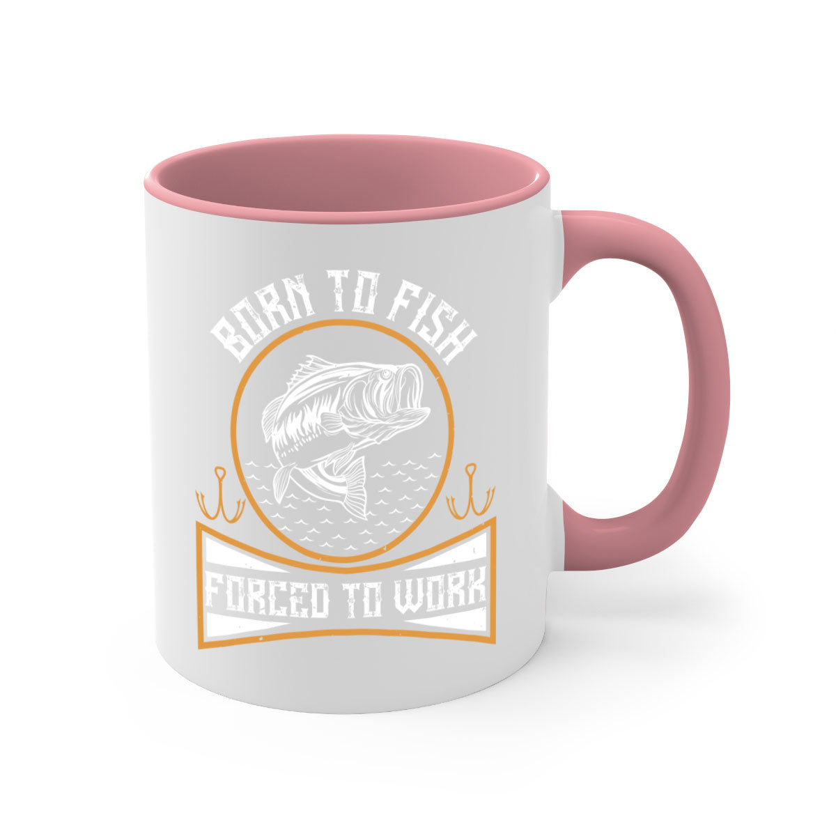 Born to Fish Forced to Work 256# Mug with colorful handle and glossy finish, perfect for coffee and tea lovers.