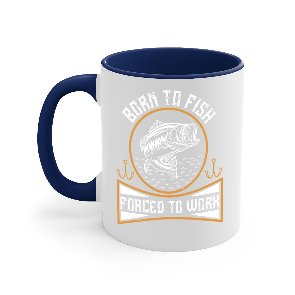 Born to Fish Forced to Work 256# Mug with colorful handle and glossy finish, perfect for coffee and tea lovers.