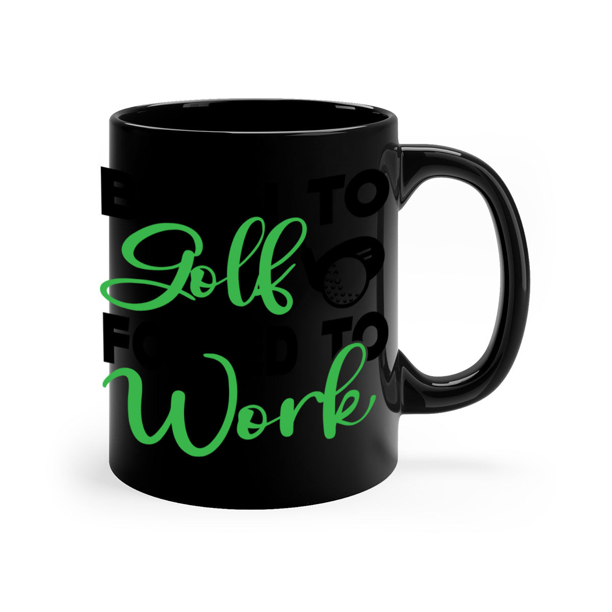 Born to Golf Forced to Work Mug with a two-tone design featuring a colored handle and glossy finish, perfect for coffee or tea.