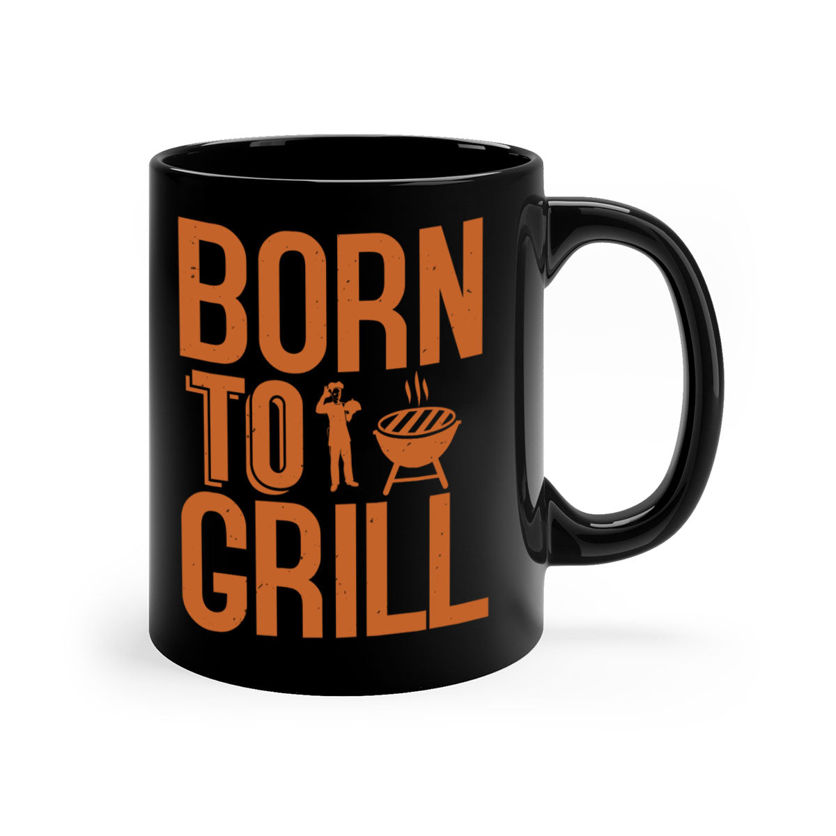 Born to Grill BBQ Mug with colorful handle and glossy finish, available in multiple colors and sizes.