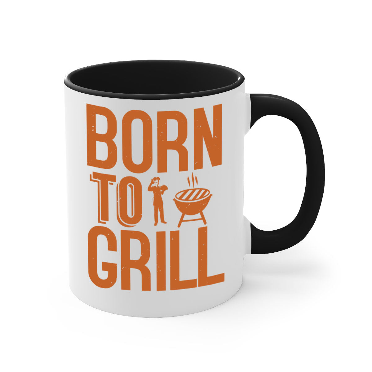 Born to Grill BBQ Mug with colorful handle and glossy finish, available in multiple colors and sizes.