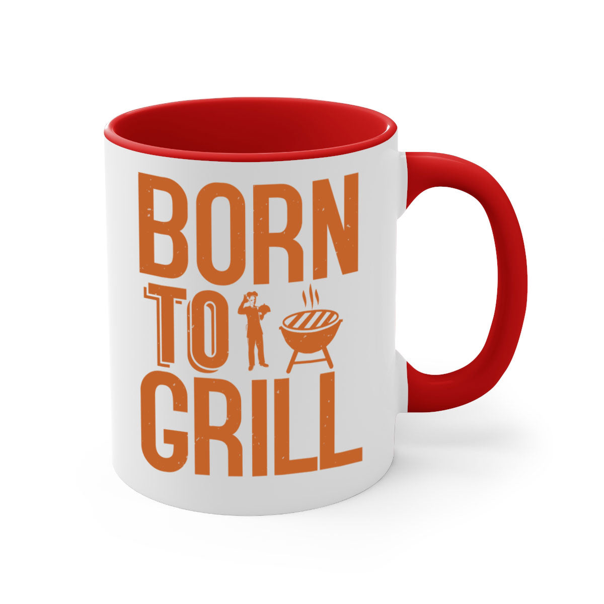 Born to Grill BBQ Mug with colorful handle and glossy finish, available in multiple colors and sizes.