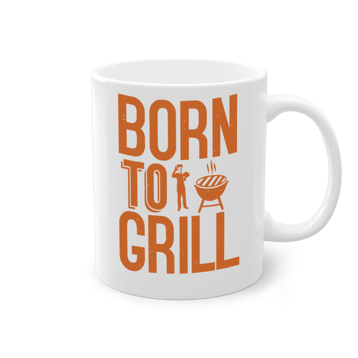 Born to Grill BBQ Mug with colorful handle and glossy finish, available in multiple colors and sizes.