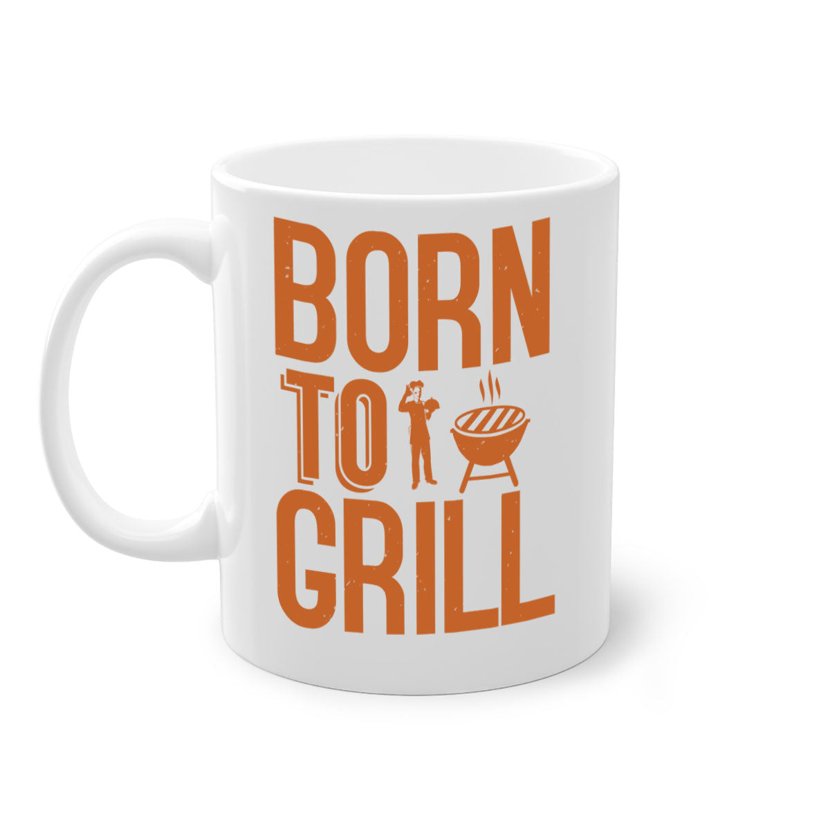 Born to Grill BBQ Mug with colorful handle and glossy finish, available in multiple colors and sizes.