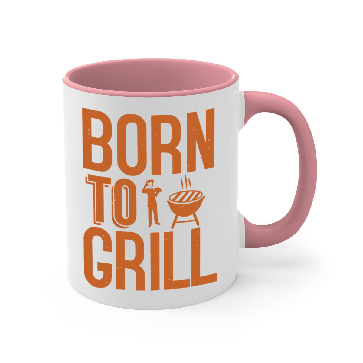 Born to Grill BBQ Mug with colorful handle and glossy finish, available in multiple colors and sizes.