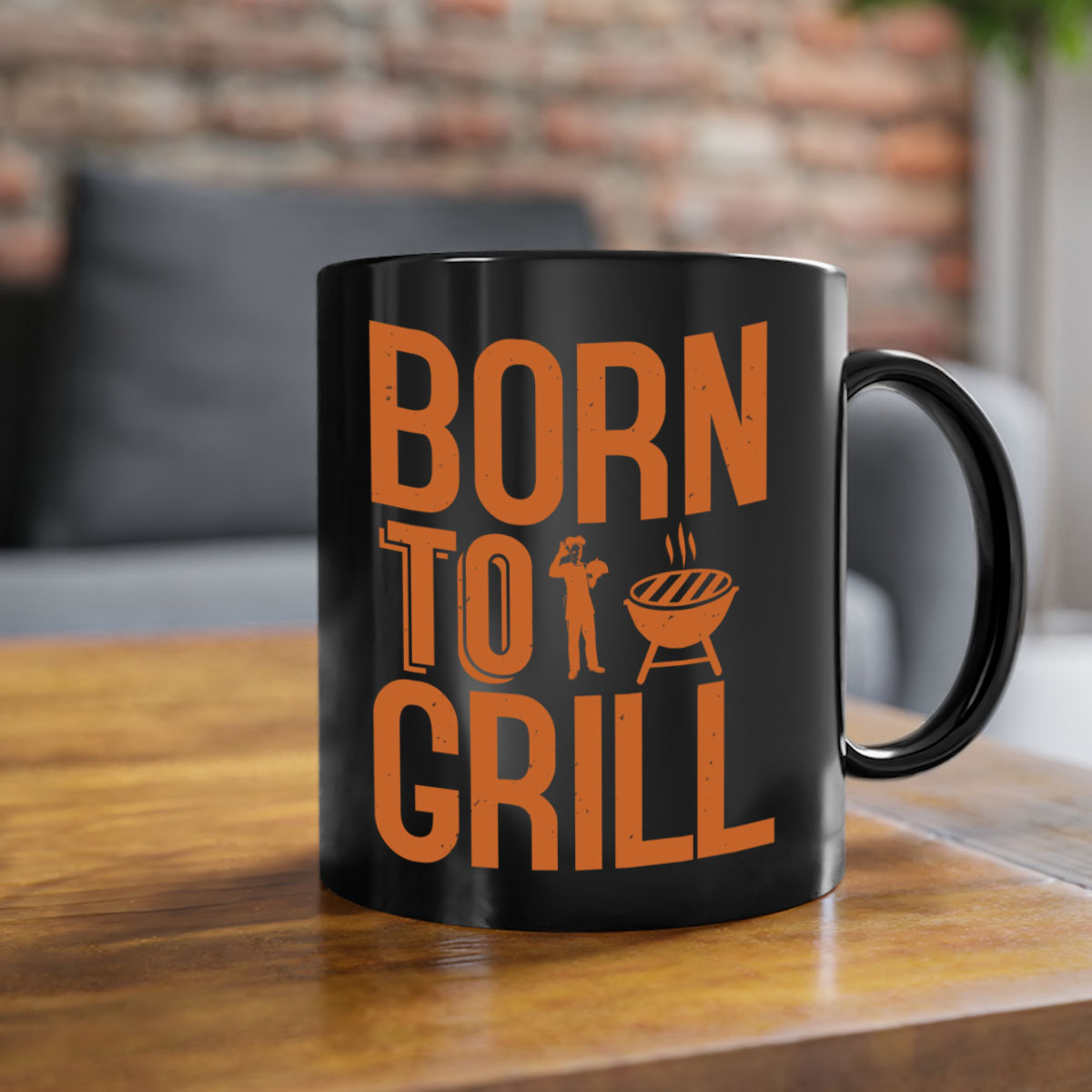 Born to Grill BBQ Mug with colorful handle and glossy finish, available in multiple colors and sizes.