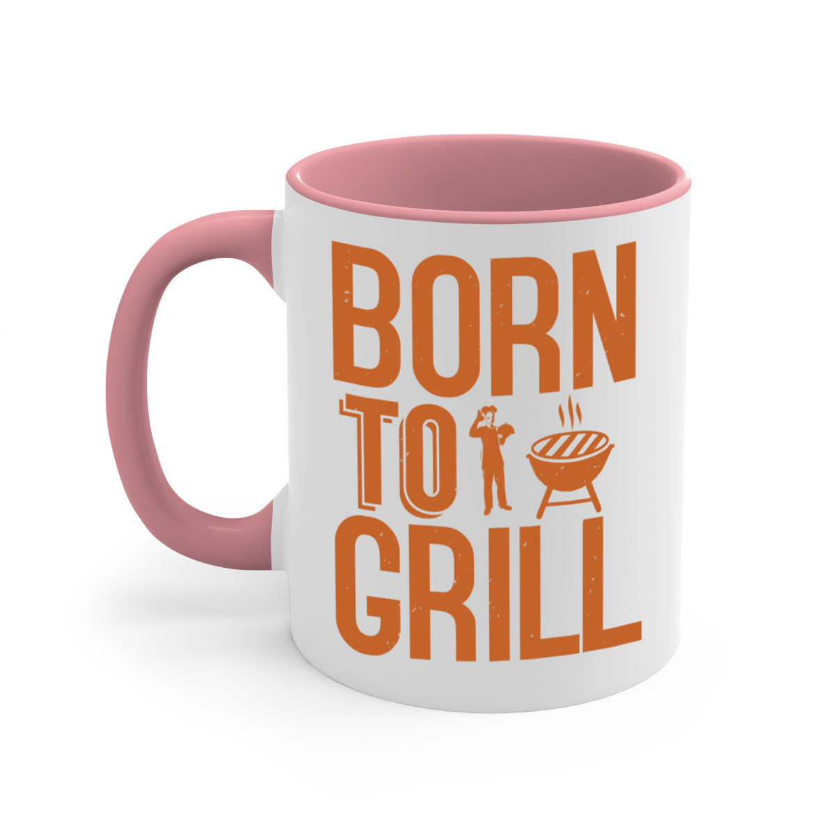 Born to Grill BBQ Mug with colorful handle and glossy finish, available in multiple colors and sizes.