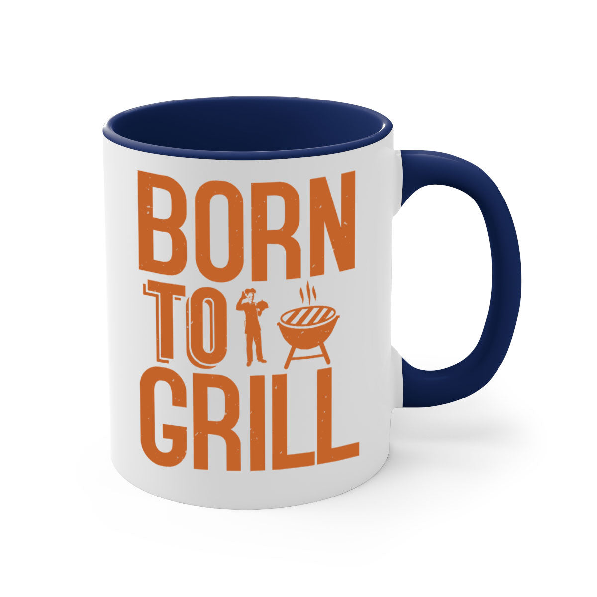 Born to Grill BBQ Mug with colorful handle and glossy finish, available in multiple colors and sizes.