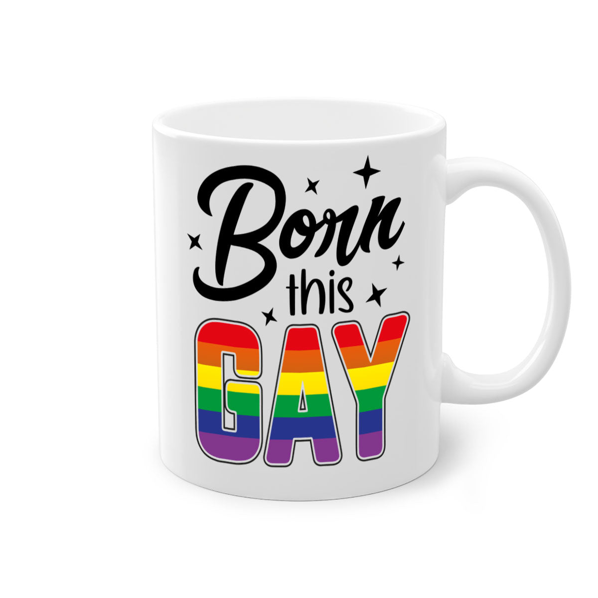 A stylish bornthisgay 154# Mug featuring a glossy finish, colored handle, and interior, available in five vibrant colors.