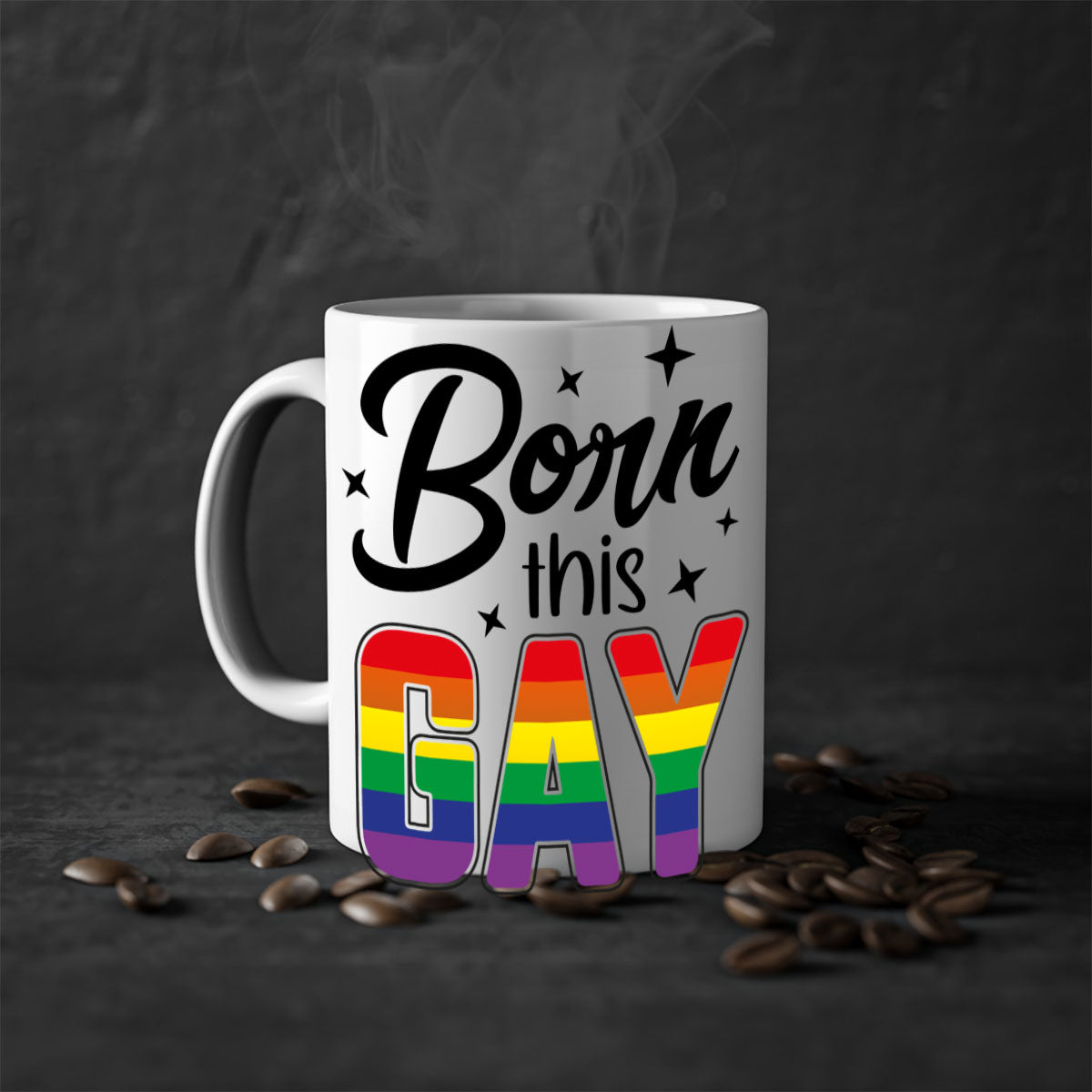 A stylish bornthisgay 154# Mug featuring a glossy finish, colored handle, and interior, available in five vibrant colors.