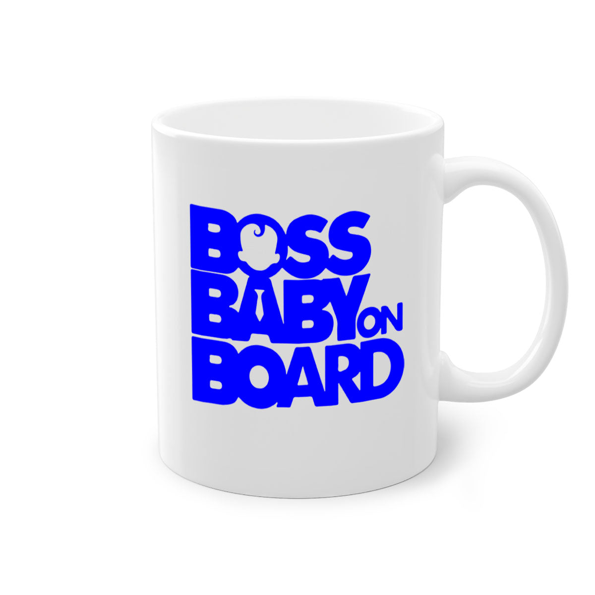 Boss Baby On Board 2# Mug with black phrases, two-tone design, and glossy finish, available in multiple colors.