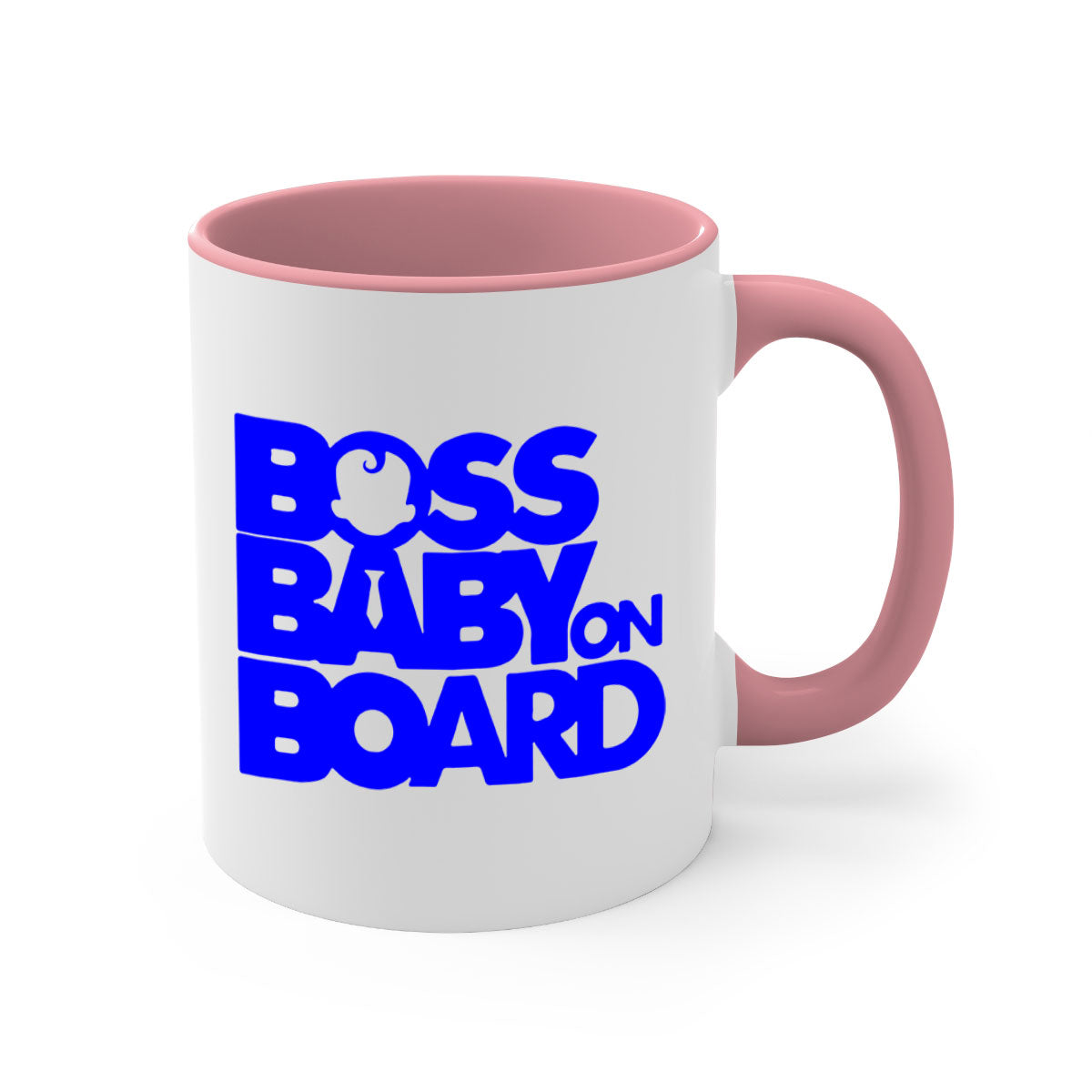 Boss Baby On Board 2# Mug with black phrases, two-tone design, and glossy finish, available in multiple colors.