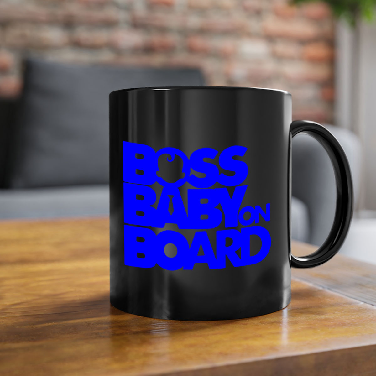 Boss Baby On Board 2# Mug with black phrases, two-tone design, and glossy finish, available in multiple colors.